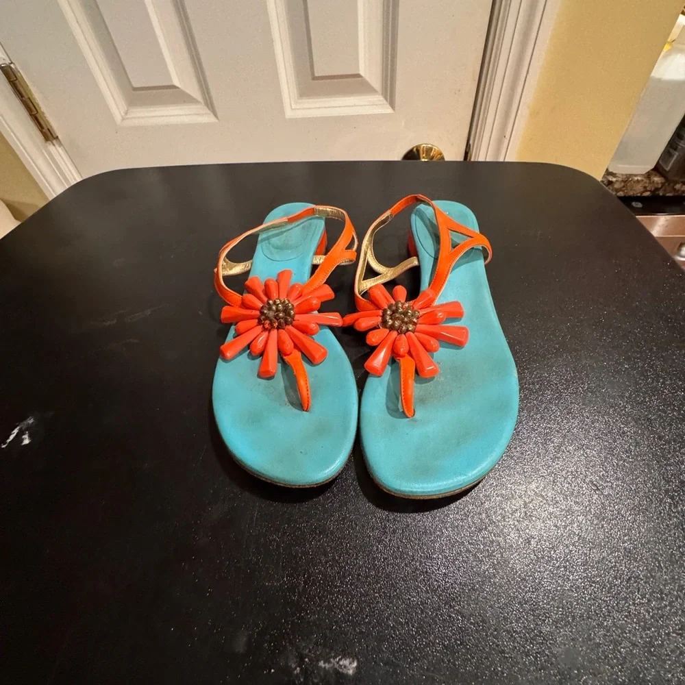 Kate Spade Freida Blue and Orange Floral Sandals size 7.5